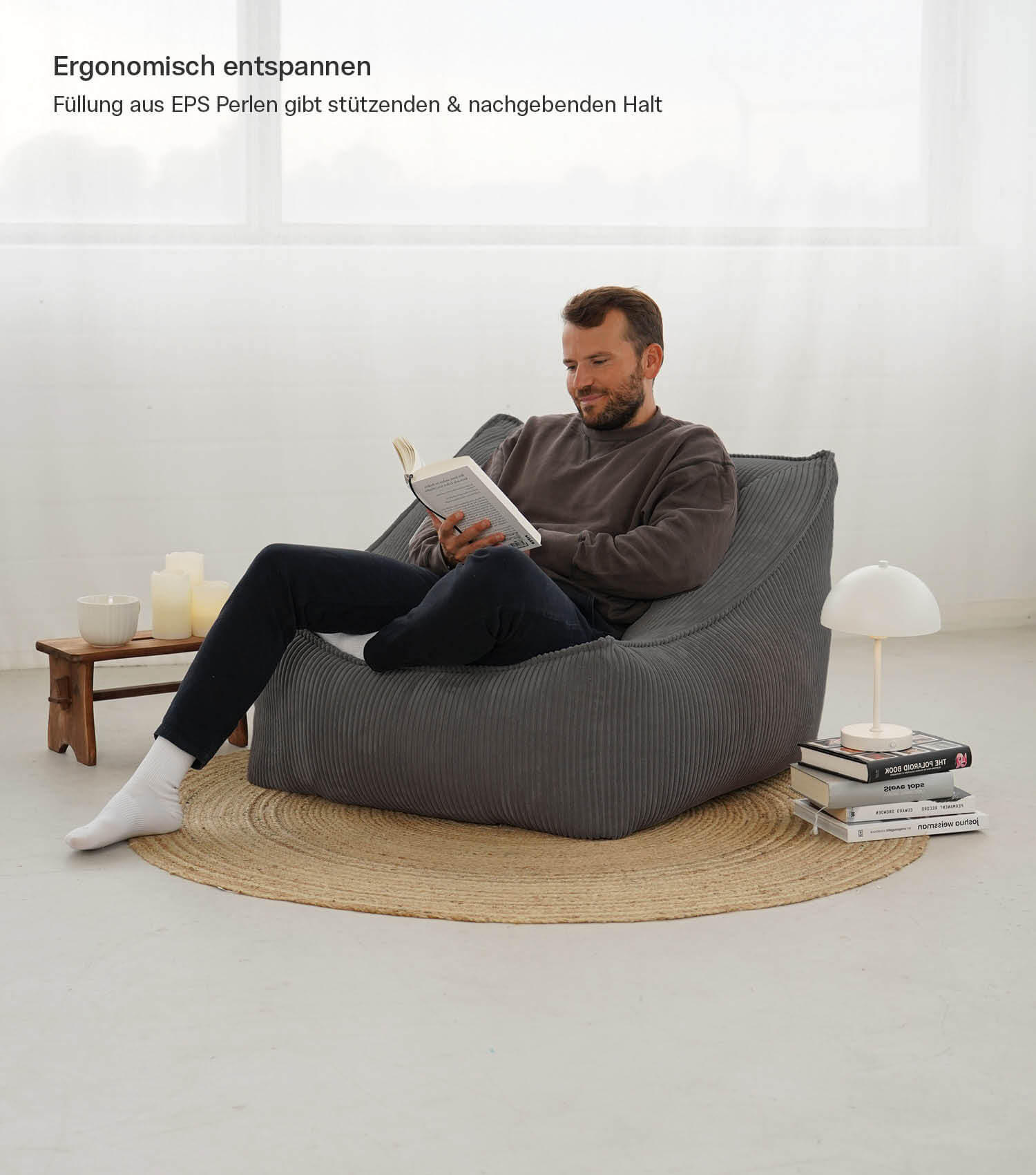 SITZSACK Cord Der Lümmel - Anthrazit, Textil (73/60/83cm) - Mokebo