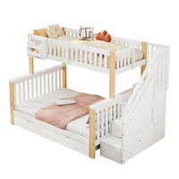 KINDERETAGENBETT Doppelbett Schublade Ablagekorb Weiß Natur - Weiß, Holzwerkstoff (90/200cm) - FLIEKS