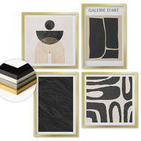 WANDBILDER 4er Set - 50x50 cm & 40x60 cm Goldrahmen - Abstrakte Marmorformen - Goldfarben, Kunststoff (50/50cm) - ArtPrintCave