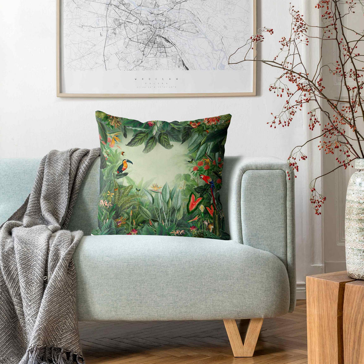 KISSENBEZUG Vintage Bunter Dschungel 40/40 cm - Multicolor, Textil (40/40cm) - Bilderwelten