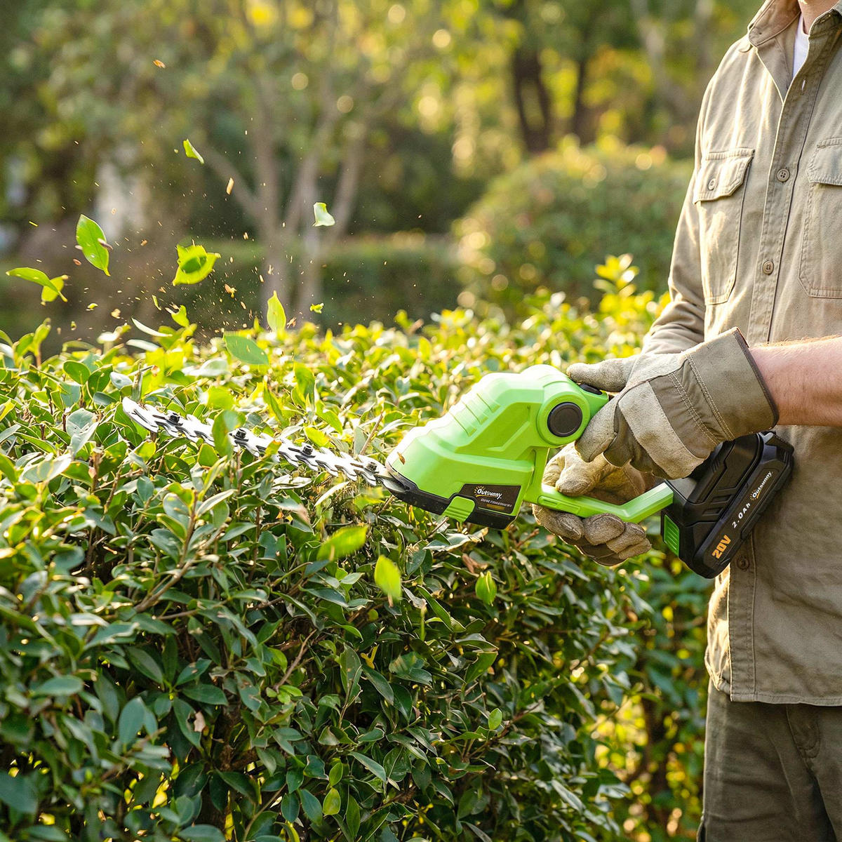 HECKENSCHERE Nylon Stahl Grün - Grün, Kunststoff (13/8/55cm) - Outsunny