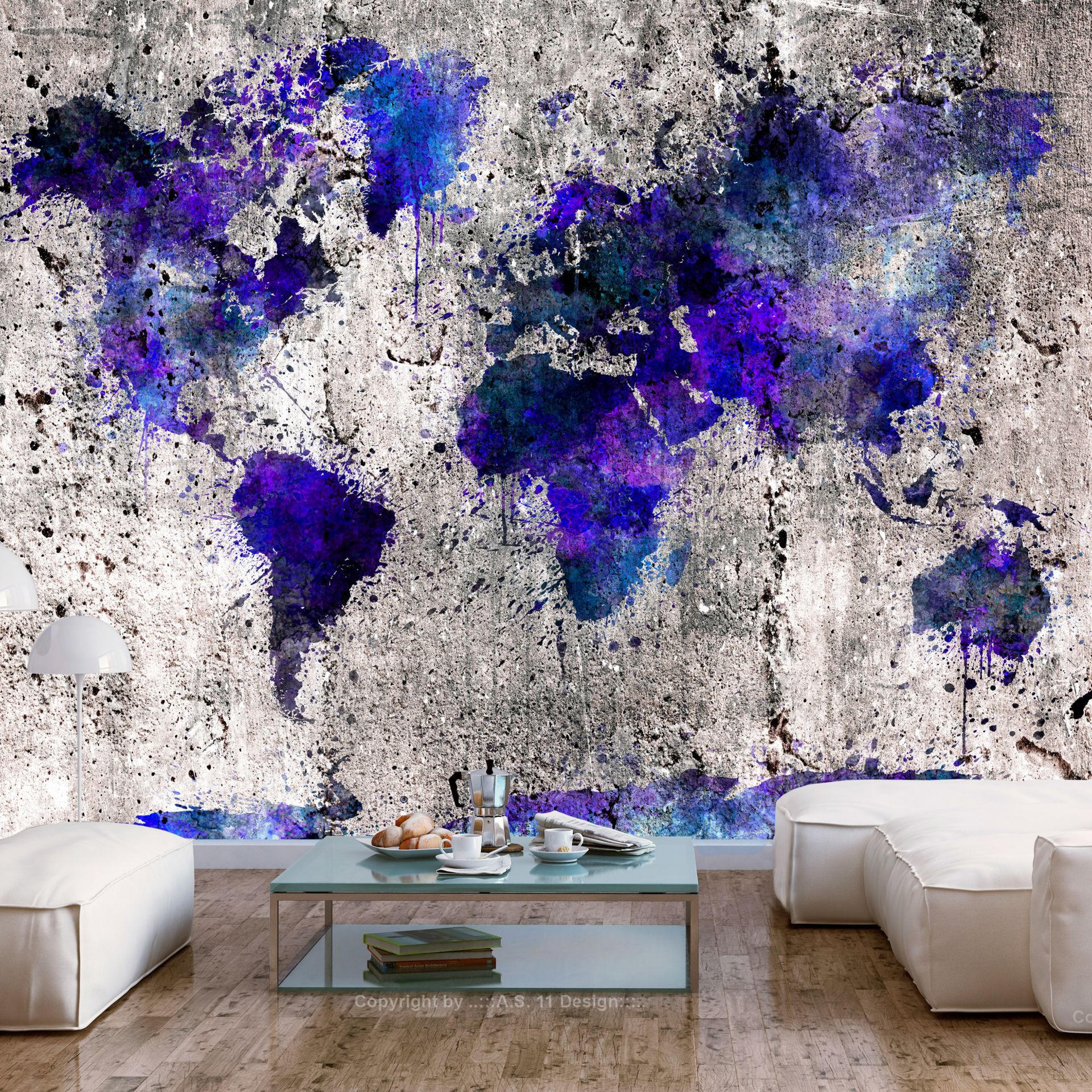 VLIESTAPETE Grau 150/105 cm - Lila/Grau, Textil (150/1cm) - KUNSTLOFT