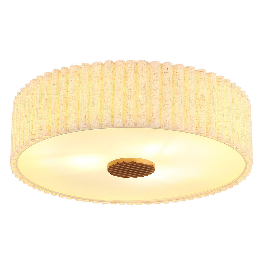 DECKENLEUCHTE JANNIE, Holz, Stoff, Beige, 3-flammig - Beige, Holz (50/50/16.2cm) - Globo Lighting