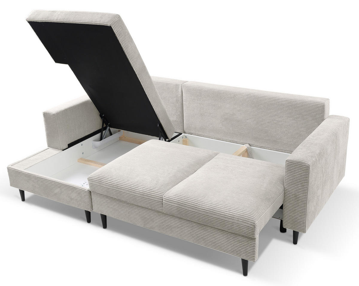 ECKSOFA Nalika Hellbeige mit Cordbezug - Beige/Creme, Holz/Textil (230/143cm) - Selsey