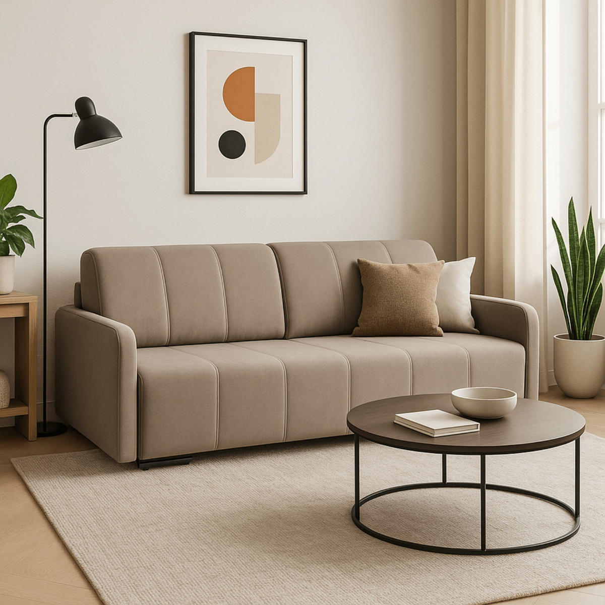SOFA IBIZA ausziehbar mit Schlaffunktion Beige - Beige, Holz/Textil (202/93/97cm) - makarowski meble