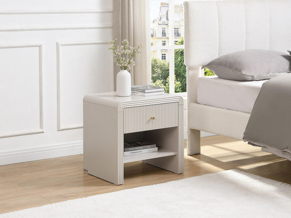 NACHTTISCH - 48 x 40 - holz - beige Mirenalo - Beige, Holz (48/50/40cm) - Vente-Unique