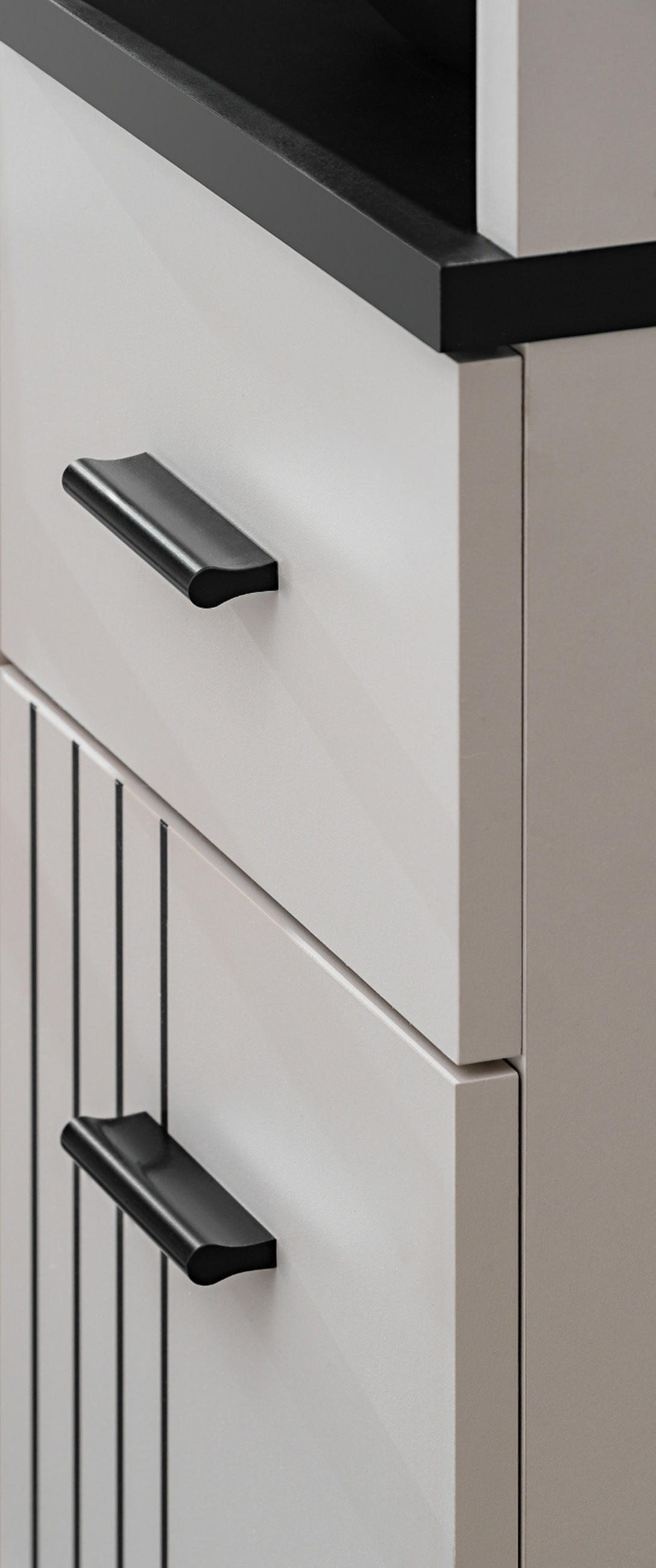 GARDEROBEN-SET 3-teilig Kaschmir, schwarz, Flurgarderobe 90 cm mit Stauraum - Kaschmir/Schwarz, Holzwerkstoff/Kunststoff (90/203/32cm) - Inn.Furn