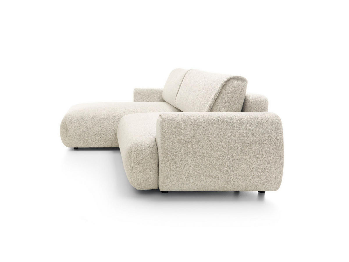 ECKSOFA ZEST Creme Geflochtener Stoff mit Schlaffunktion - Creme, Holz (270/167cm) - MASSENO