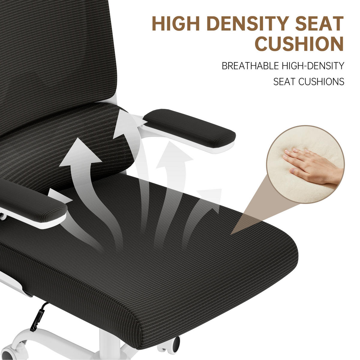 BÜROSTUHL Schwarz-Weiß ergonomisch mit klappbaren Armlehnen - Weiß, Metall (25/52.5/65cm) - Rattrix