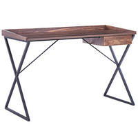 SCHREIBTISCH dunkler Holzfarbton/schwarz 120/54/79 cm Noxon - Dunkelgrau, Holzwerkstoff (54/120/79cm) - Beliani