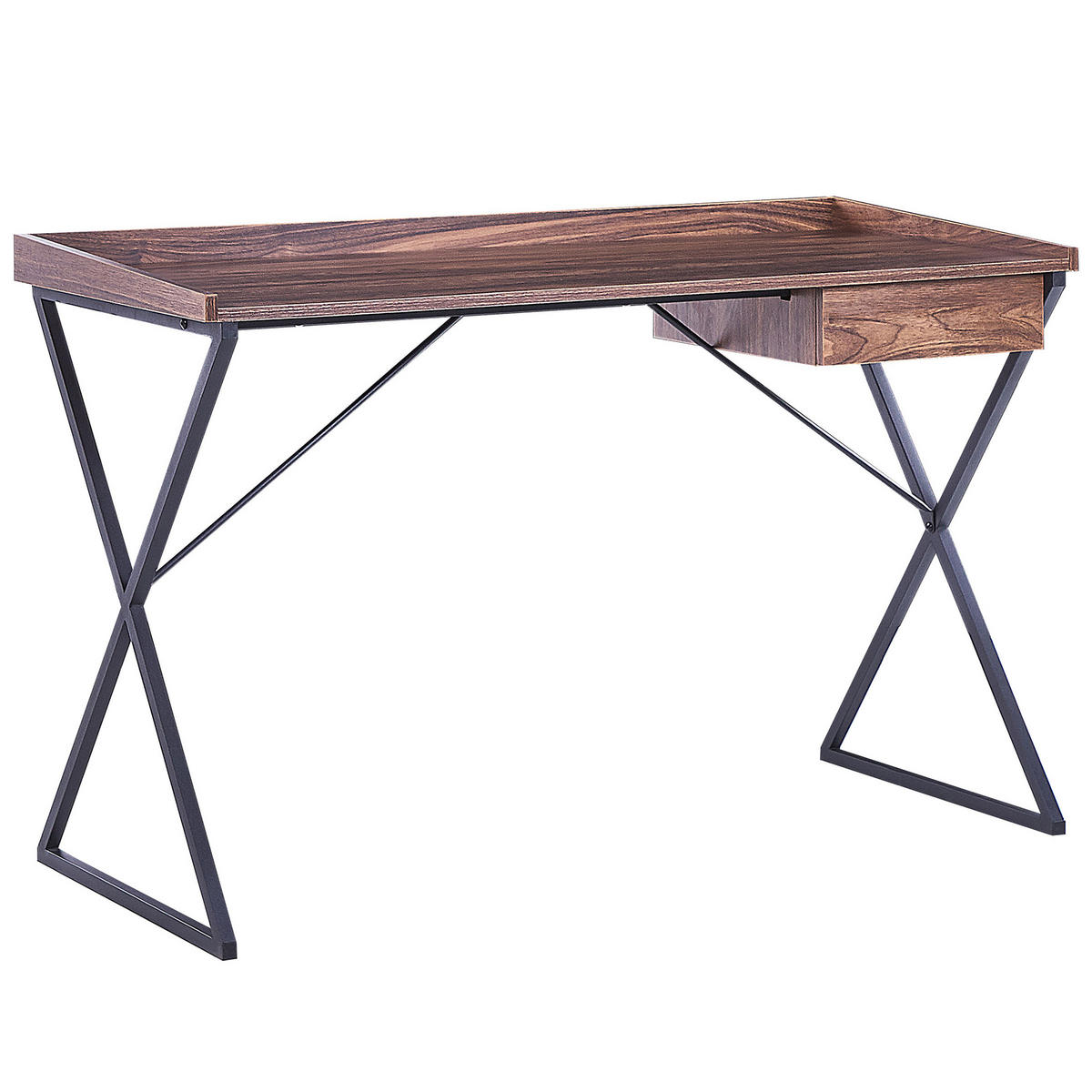 SCHREIBTISCH dunkler Holzfarbton/schwarz 120/54/79 cm Noxon - Dunkelgrau, Holzwerkstoff (54/120/79cm) - Beliani
