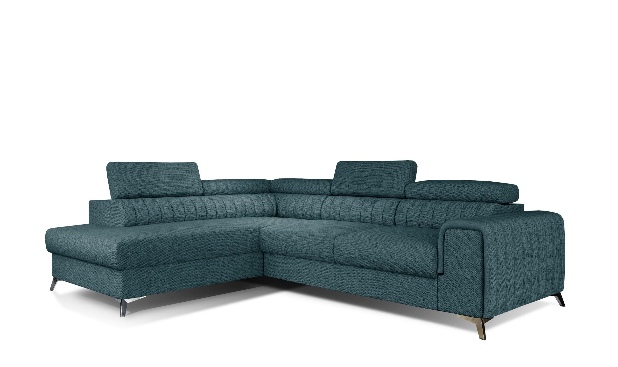 ECKSOFA - OLIVIER (Links, Meeresblau) - Türkis, Textil (275/205cm) - Möblo