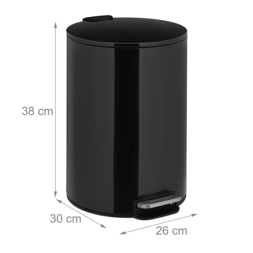 Thumbnail - Relaxdays Treteimer, Schwarz, Metall, Kunststoff, 26x38x30 cm, Küchen, Küchenausstattung, Mülleimer