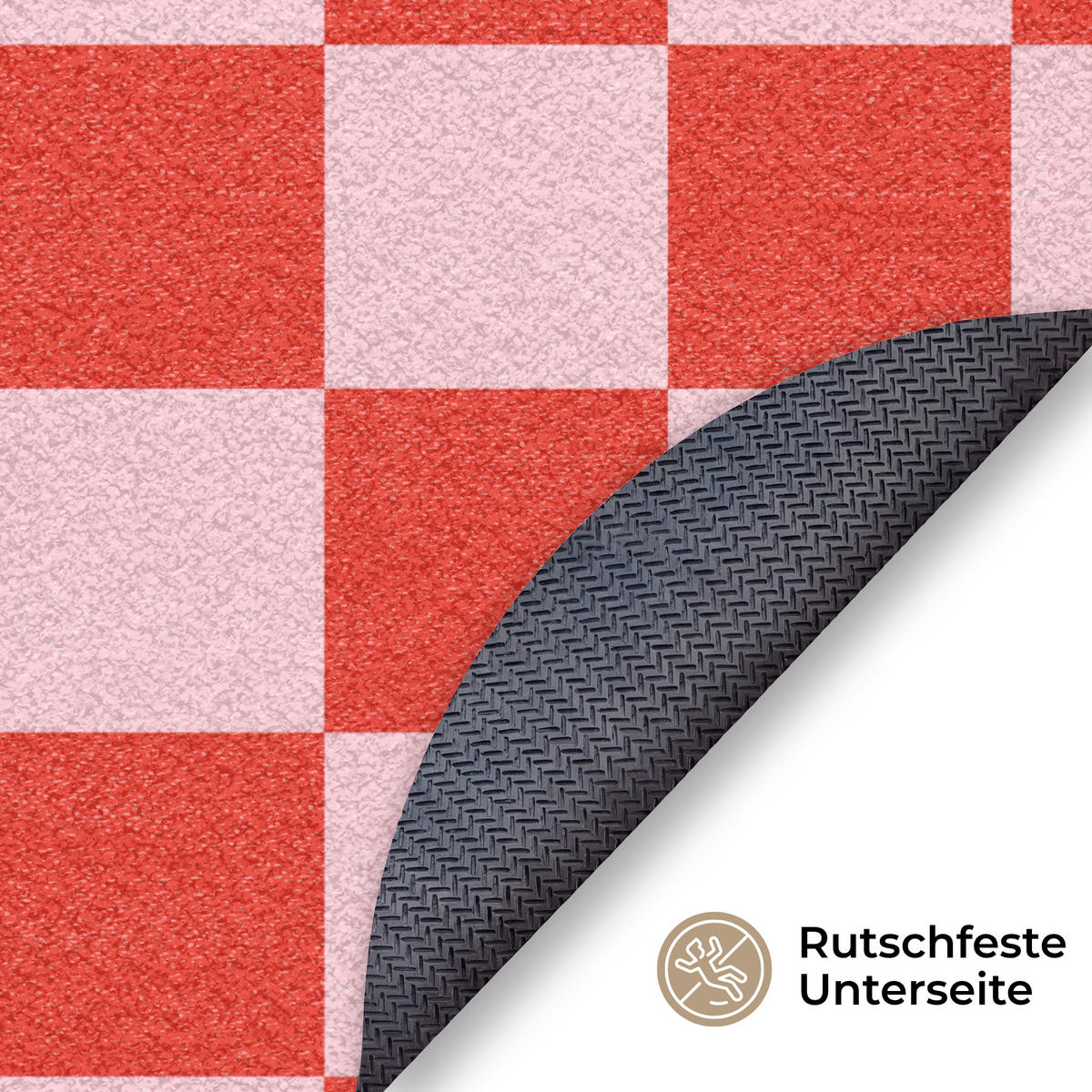 FUSSMATTE Schachbrettmuster - Rot - Rosa - Würfel Türmatte 120x120 cm - Rot, Kunststoff (120/120cm) - MuchoWow