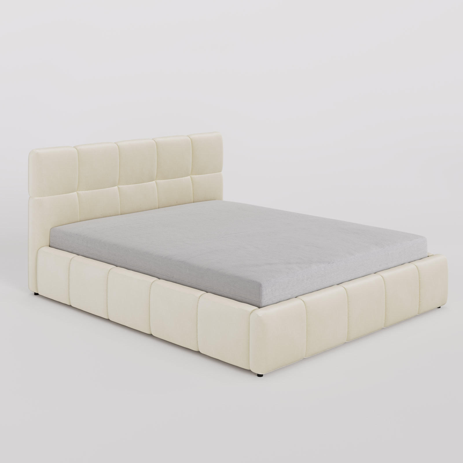 POLSTERBETT 180/200 cm, in Creme, Velours-Stoff, gepolstertes Kopfteil, Lattenrost, Bettkasten - Creme, Textil - Barchello