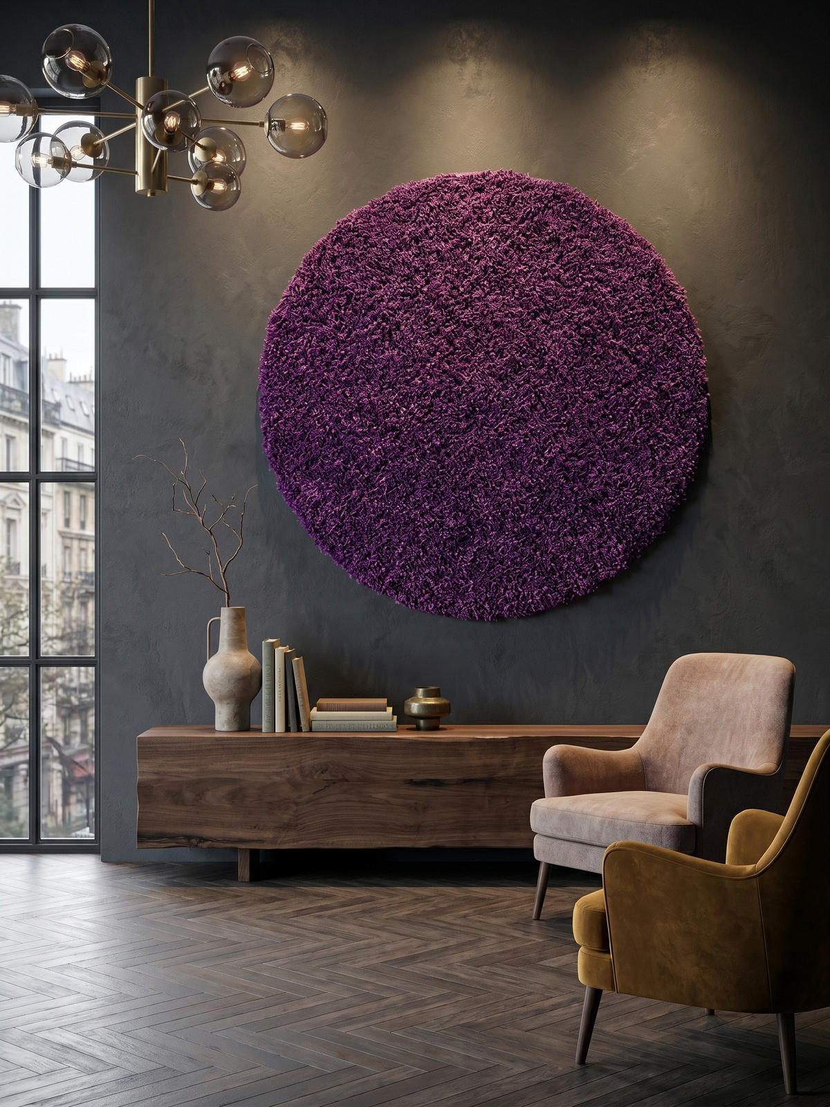 TEPPICH Hochflor Unifarben Polypropylen Wohnzimmer Shaggy Violett Rund 120x120 - Lila, Textil (120/120cm) - KADIMA DESIGN