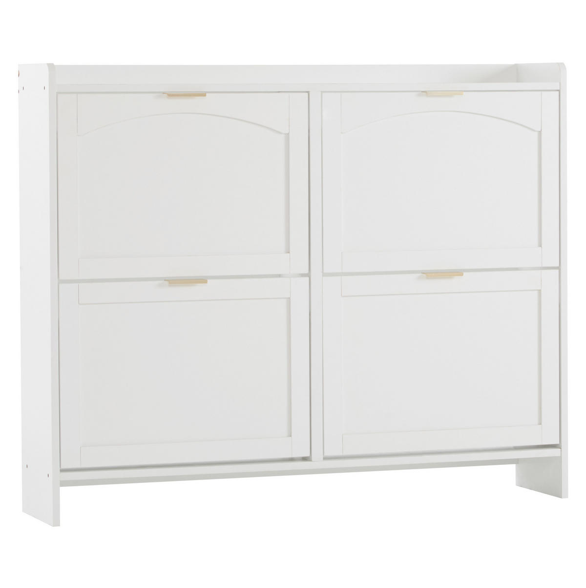 SCHUHSCHRANK mit 4 Klappenfächern 110 x 90 x 24 cm Weiß - Weiß, Holzwerkstoff (24/90/110cm) - Beauniv
