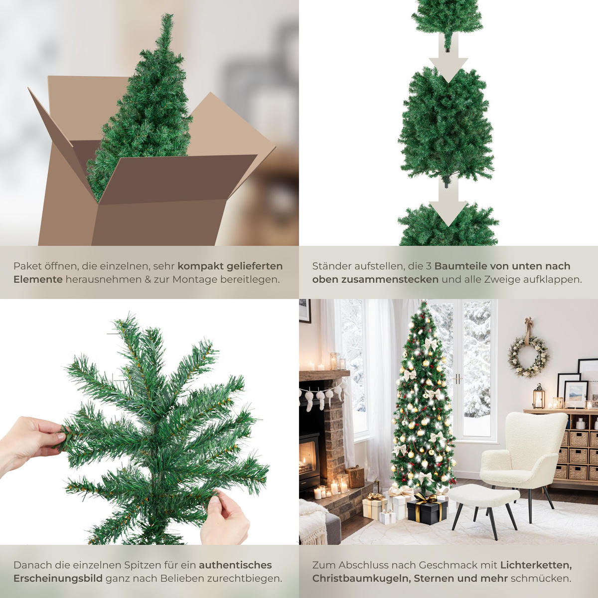 WEIHNACHTSBAUM Comet,pulverbeschichteter Metallständer mit Kunststoffkappen,grün - Grün, Kunststoff (150cm) - tectake