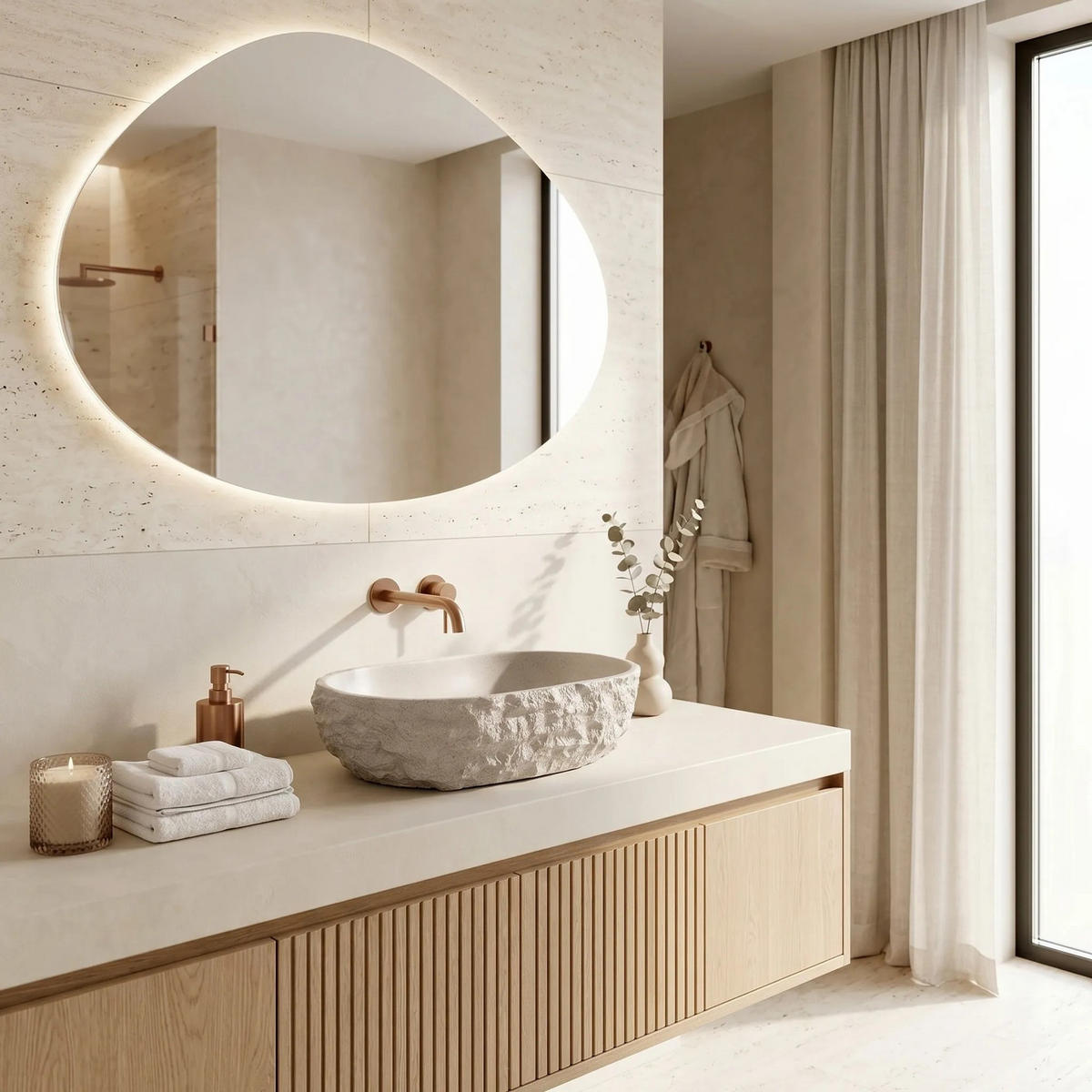 AUFSATZWASCHBECKEN Rea Evora - Beige, Kunststoff (25.5/12/37.5cm) - REA