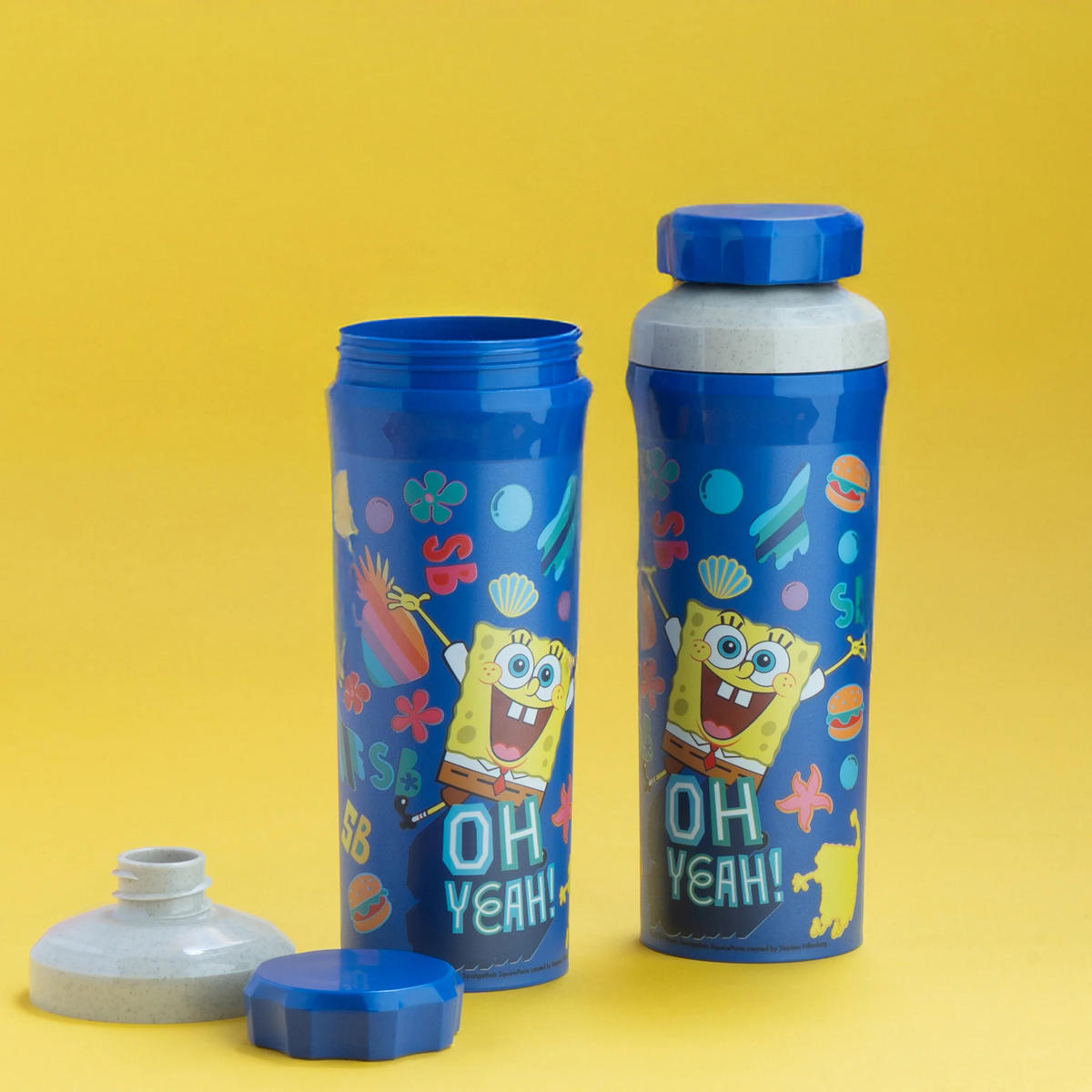 TRINKFLASCHE Olli SpongeBob 500 ml - Blau, Kunststoff (500L)