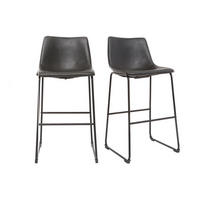 BARHOCKER Vintage PU Schwarz 73 cm 2er-Set NEW ROCK - Schwarz, Textil (55/101/49.5cm) - Miliboo