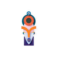 WANDDEKO Geo Maskenmotiv 25/8 cm - Multicolor/Orange, Wellpappe (25/8/60cm) - KUNSTLOFT