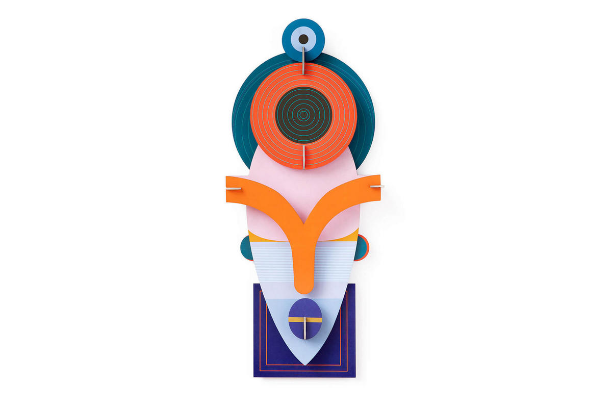 WANDDEKO Geo Maskenmotiv 25/8 cm - Multicolor/Orange, Wellpappe (25/8/60cm) - KUNSTLOFT