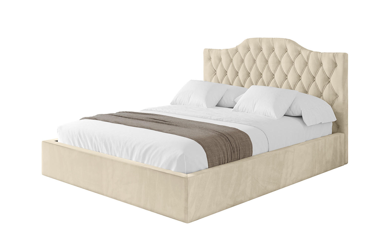 POLSTERBETT mit Bettkasten und Lattenrost, Boxbett ohne Matratze - FALIO 180x200 Beige - Ecru, Holzwerkstoff/Textil (180/200cm) - ALTDECOR