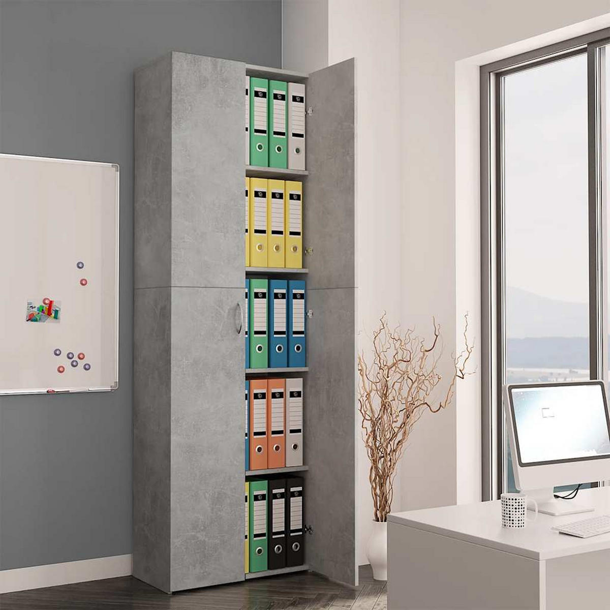 BÜROSCHRANK Betongrau 60/32/190 Cm Holzwerkstoff - Grau, Holzwerkstoff (32/190/60cm) - vidaXL