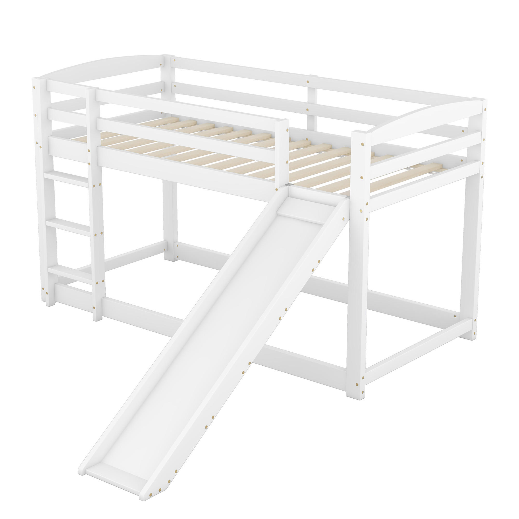 ETAGENBETT 90/200 cm DE-04452, mit Rutsche in Weiß - Weiß, Holz/Holzwerkstoff (90/200cm) - ComfortXL