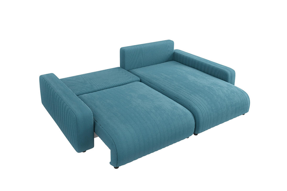 ECKSOFA Emma Türkis Cord - Ottomane rechts - Türkis, Textil (234/170cm) - S-Style Möbel