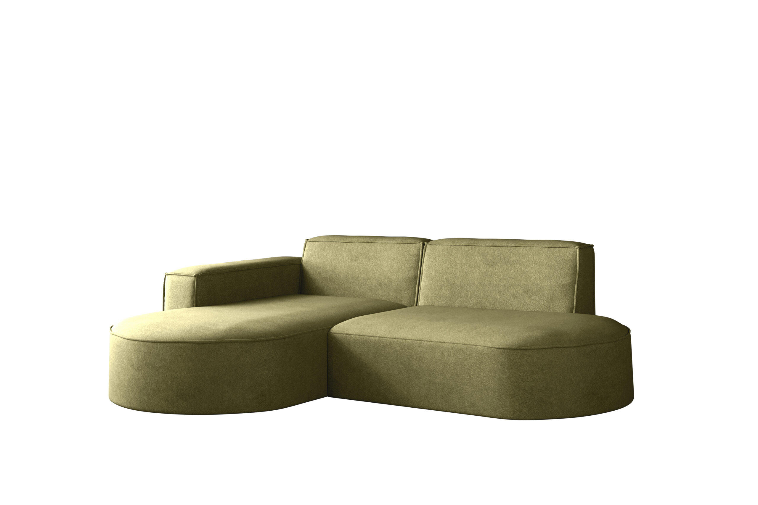 ECKSOFA Modena Modern Und Komfort Velours Stoff Salvador Links Olive - Olivgrün, Holz/Textil (165/236cm) - Kaiser Möbel