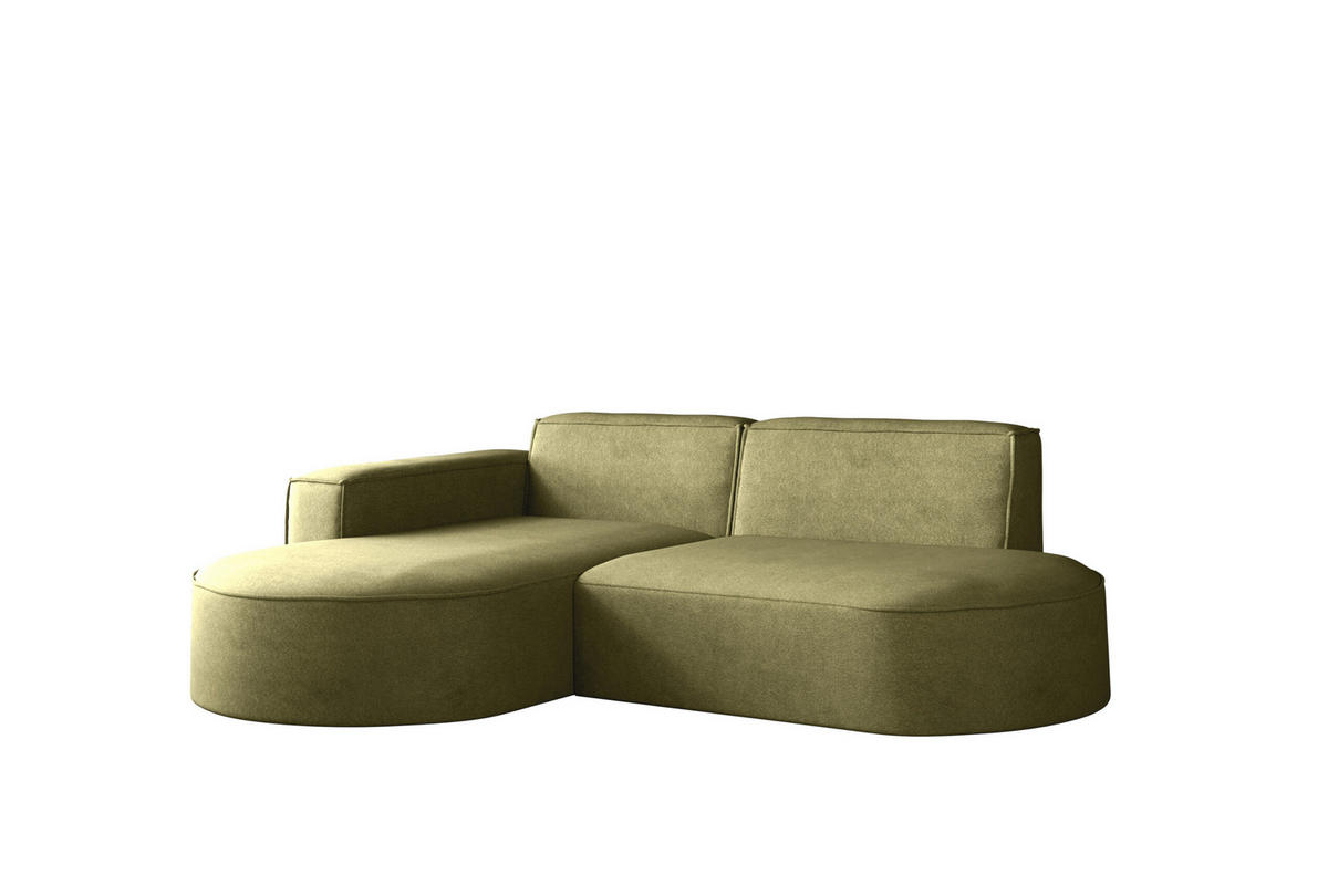 ECKSOFA Modena Modern Und Komfort Velours Stoff Salvador Links Olive - Olivgrün, Holz/Textil (165/236cm) - Kaiser Möbel