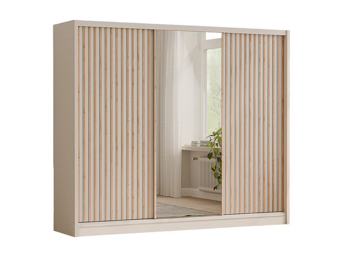 KLEIDERSCHRANK - 250 cm x 61 cm - holz - beige, naturfarben hell Calowi - Beige/Naturfarben, Holz (250/215/61cm) - Vente-Unique