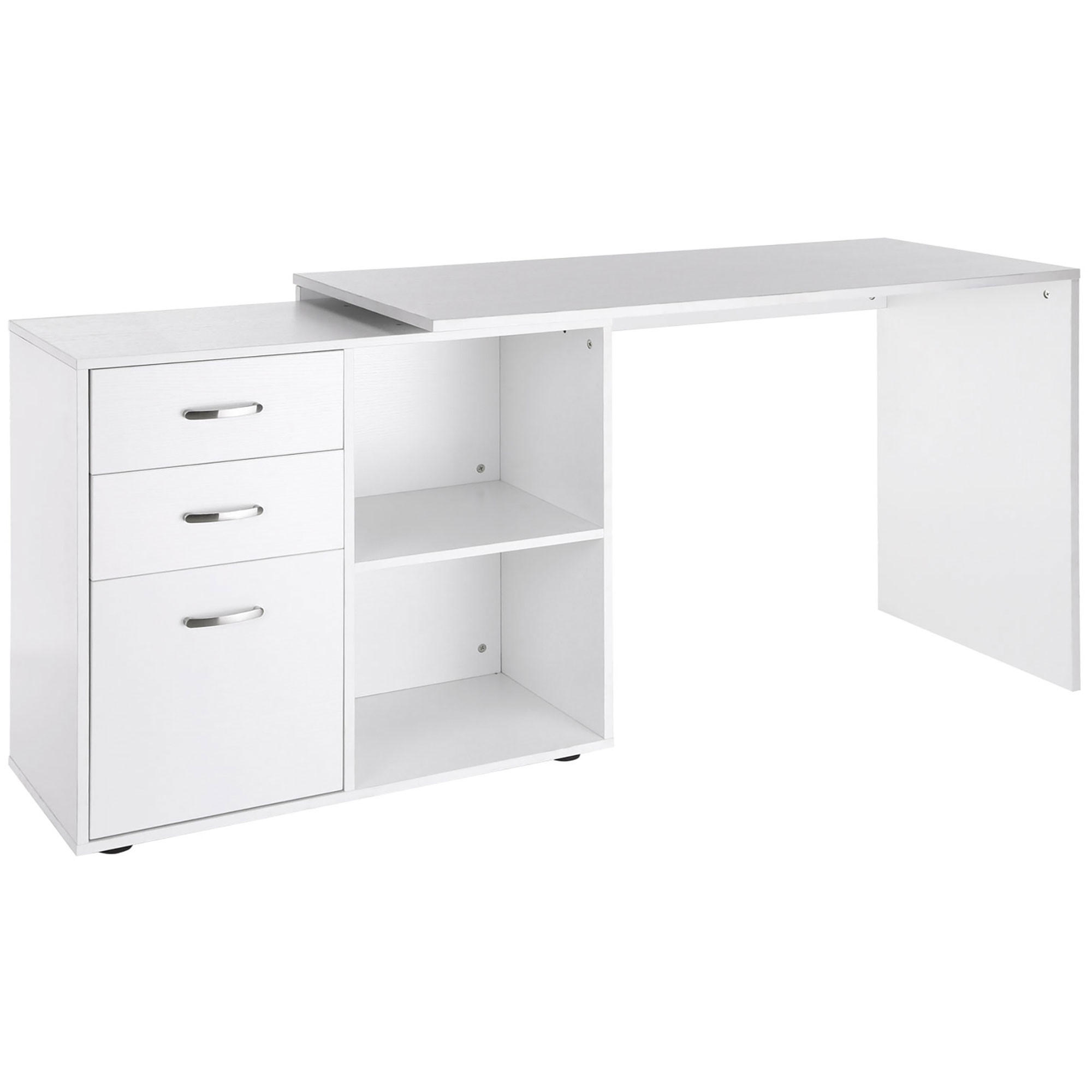ECKSCHREIBTISCH Weiß modulierbar mit 3 Schubladen und 2 Fächern 162/50/76 cm - Weiß, Holz (50/162/76cm) - PANGIVO