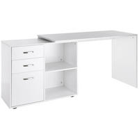 ECKSCHREIBTISCH Weiß modulierbar mit 3 Schubladen und 2 Fächern 162/50/76 cm - Weiß, Holz (50/162/76cm) - PANGIVO