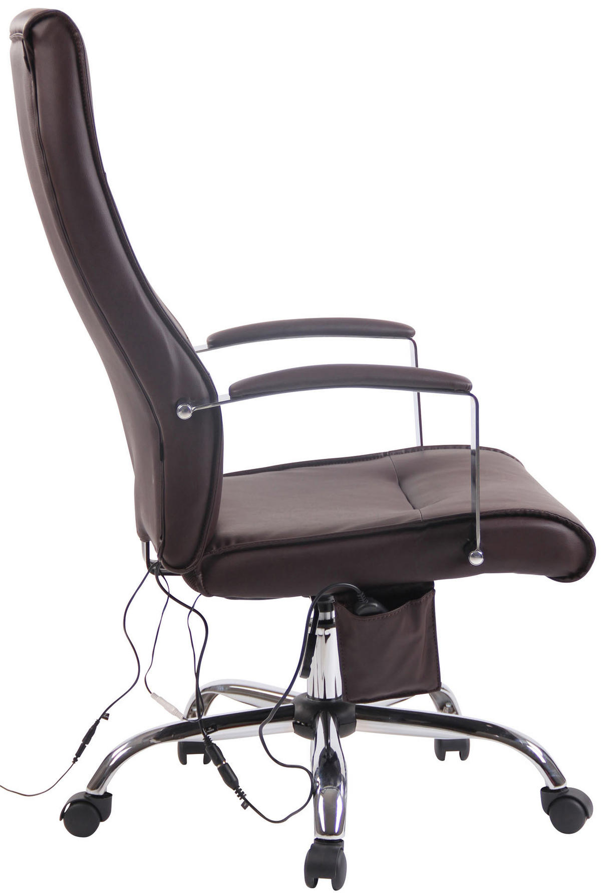 CHEFSESSEL Lederlook Braun - Chromfarben/Braun, Textil/Metall (63/114/72cm) - CLP