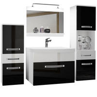 BADMÖBEL Badezimmer Schwarz Weiss Glänzend - Schwarz/Weiß, Holz (140/113/40cm) - B BELINI GROUP