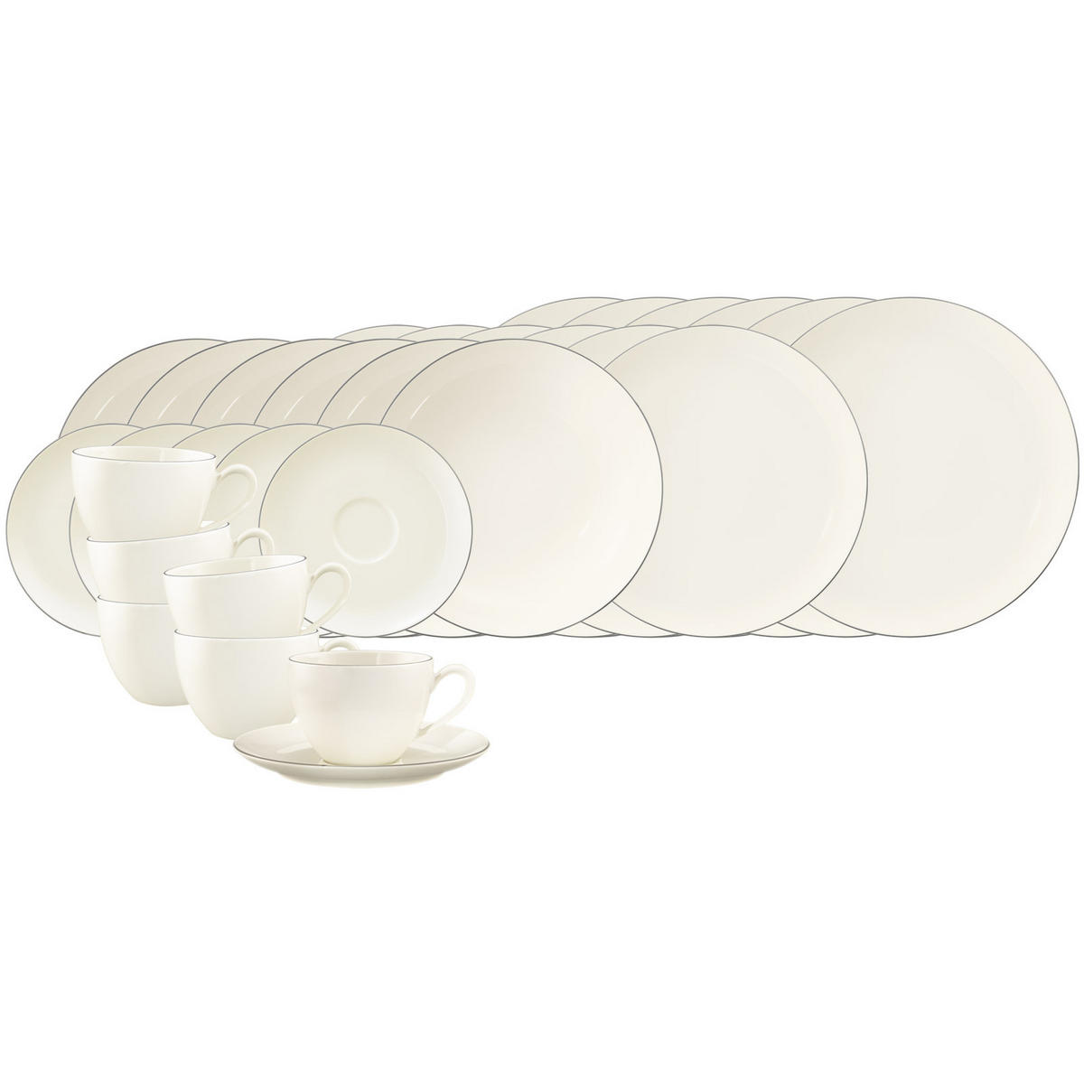 KOMBISERVICE Savona Grey Line creme 30er Set - Creme, Keramik (24/18.1/43cm) - Seltmann Weiden