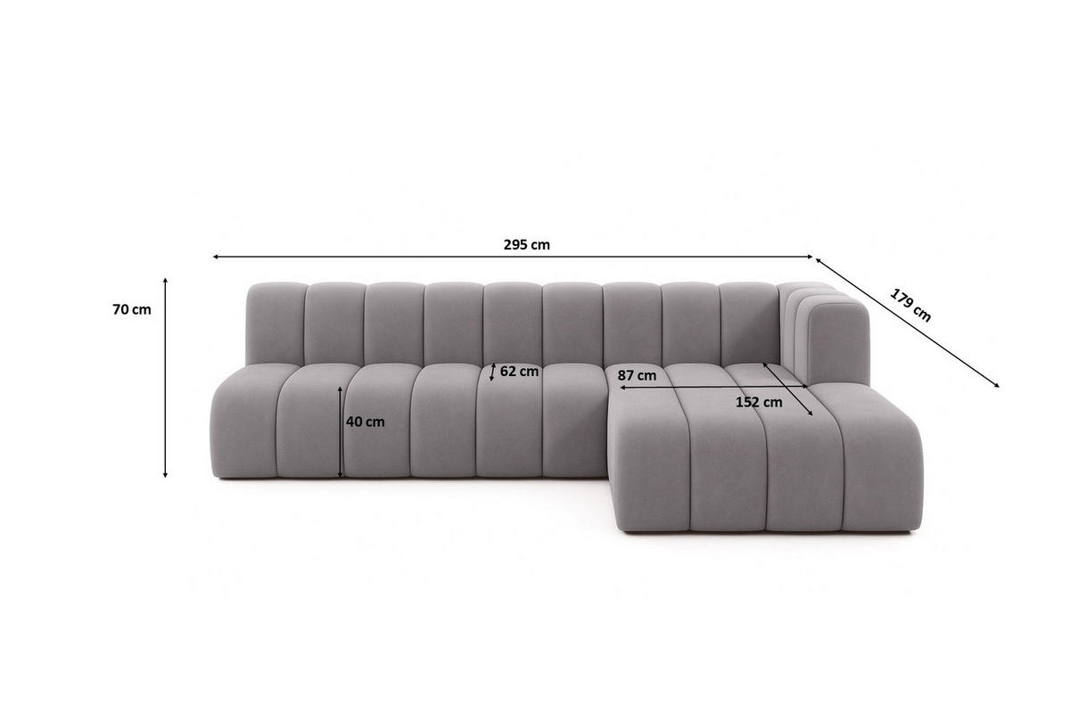 ECKSOFA GRAND L 295 cm, Stoff Salvador, Grau, Rechts - Grau, Holz (295/179cm) - Kaiser Möbel