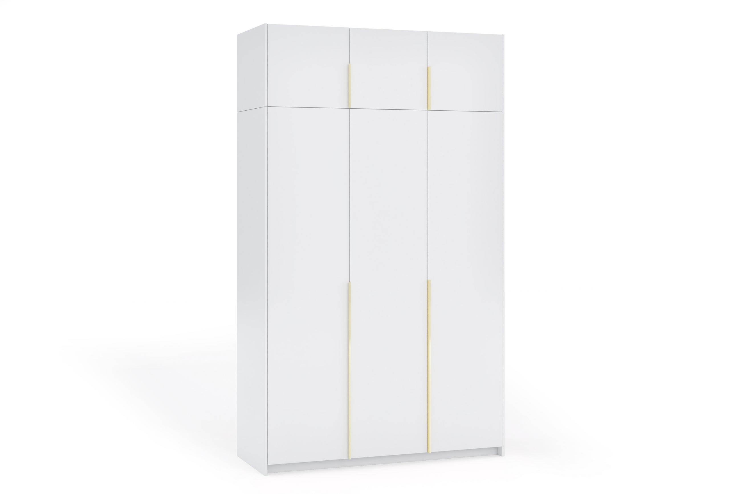 DREHTÜRENSCHRANK Apollonia I ohne Spiegel 150x204cm 3-türig, weiß, goldene Griffe - Goldfarben/Weiß, Kunststoff (58/250/150cm) - Margaret Hadas24