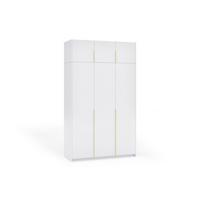 DREHTÜRENSCHRANK Apollonia I ohne Spiegel 150x204cm 3-türig, weiß, goldene Griffe - Goldfarben/Weiß, Kunststoff (58/250/150cm) - Margaret Hadas24