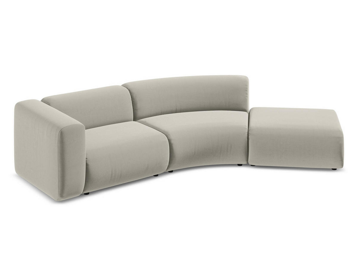 4-SITZER-SOFA Samt Stoff Creme - Perlmutt/Creme, Kunststoff/Textil (335/70/166cm) - Makamii