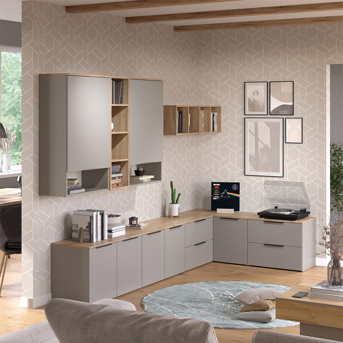 ŽIVÁ STĚNA Wido Greige - Sonoma dub/šedobéžová, kompozitní dřevo (80/50/40cm) - Vicco