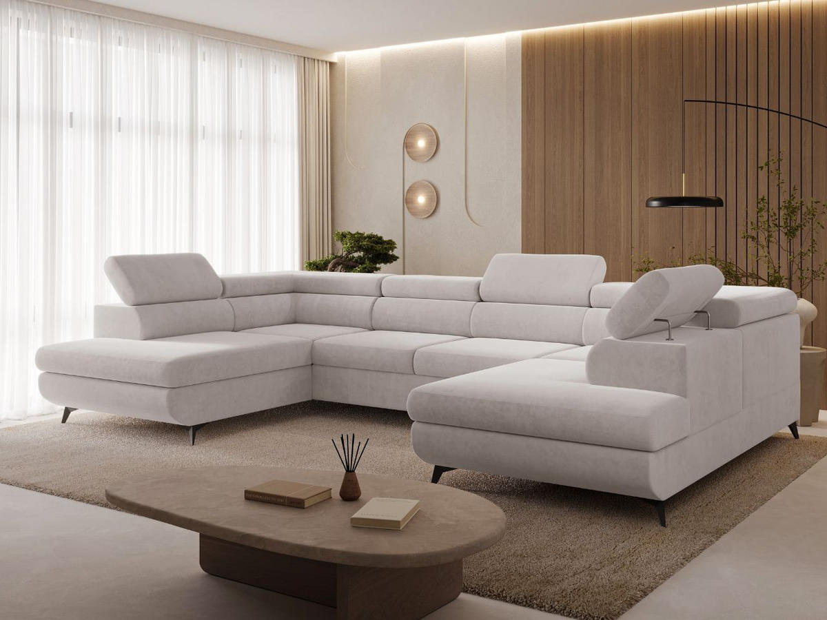 ECKSOFA Argon U Grau - Schwarz/Grau, Holz/Textil (322/190cm) - Graingold