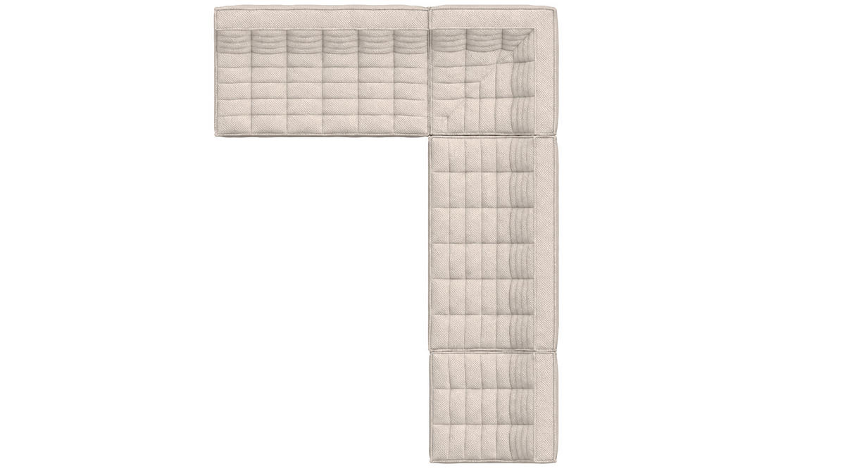 ROHOVÁ SEDAČKA modulární ve tvaru L, plyšová tkanina Pop, Béžová, Pravá strana, LAZY L - béžová, dřevo (333/253cm) - Kaiser Möbel