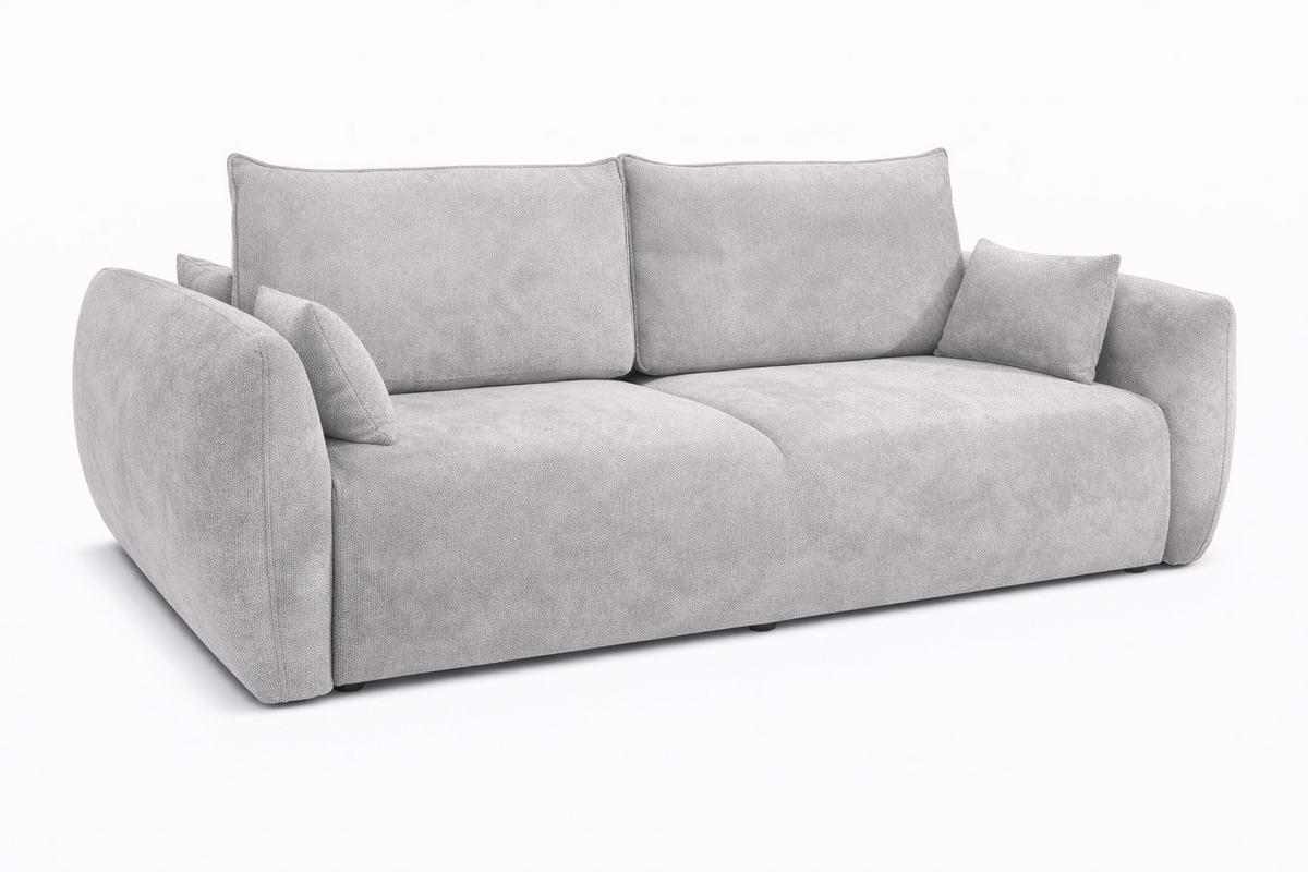 SOFA Mit Schlaffunktion Und Bettkasten, Veloursstoff Salvador, Grau, Zephira - Grau, Holz (238/87/102cm) - Kaiser Möbel