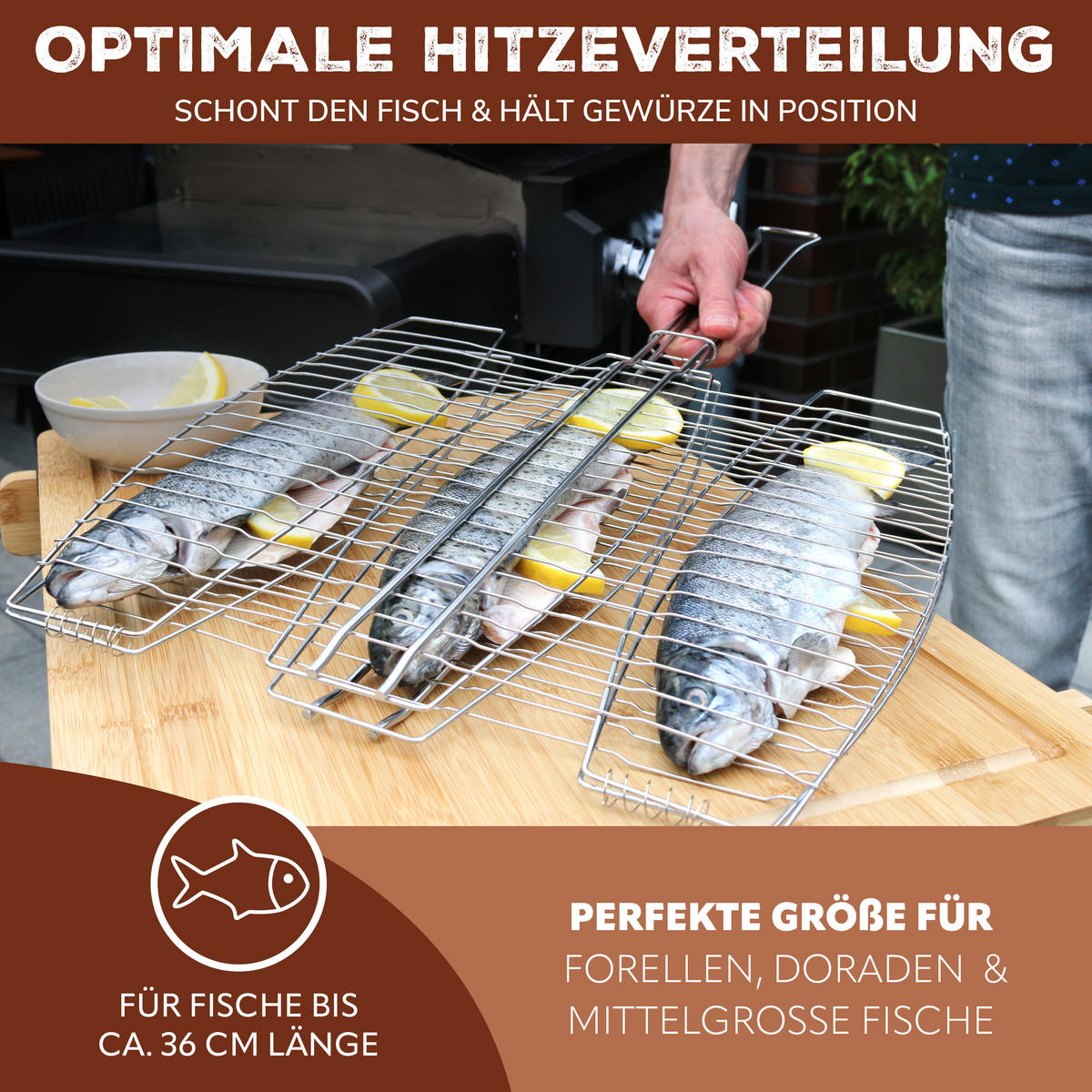 FISCHGRILLER, silber, Edelstahl - Edelstahlfarben, Metall (39.5/39.5/65cm) - bremermann