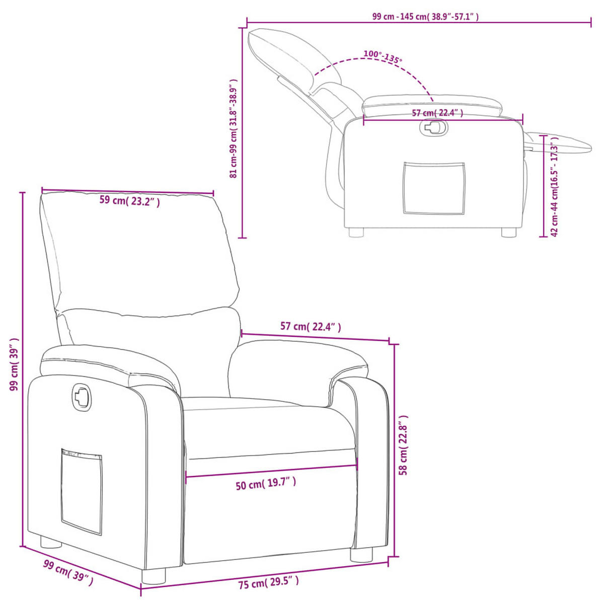RELAXSESSEL Creme Kunstleder - Creme, Leder (99/99/75cm) - vidaXL