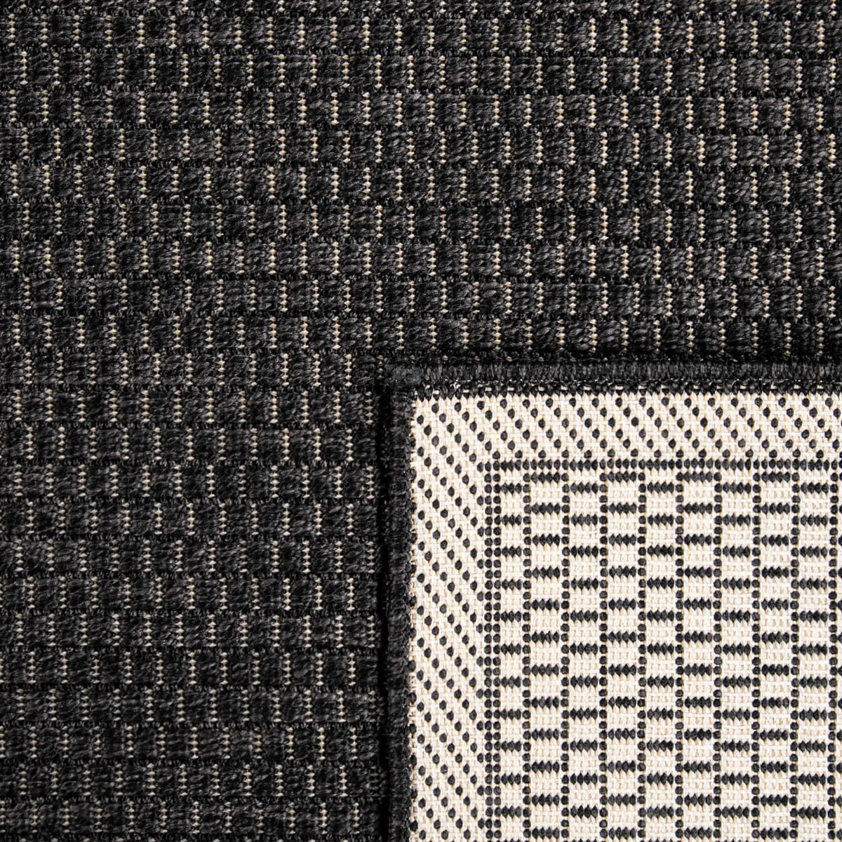 OUTDOOR Teppich Natur Balkon, Terrasse schmutzabweisend Schwarz Rund 200D - Schwarz, Textil (200/200cm) - KADIMA DESIGN
